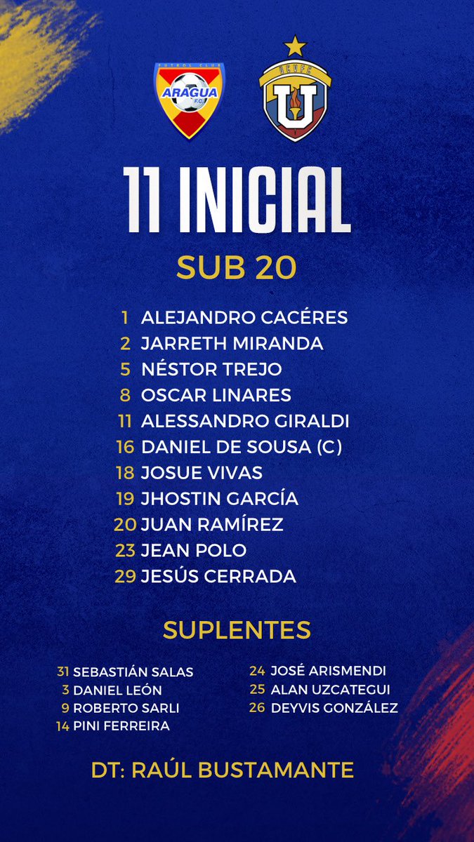 #LigaFUTVEJunior | #Sub20 | ⚽ XI INICIAL 🆚 Aragua FC