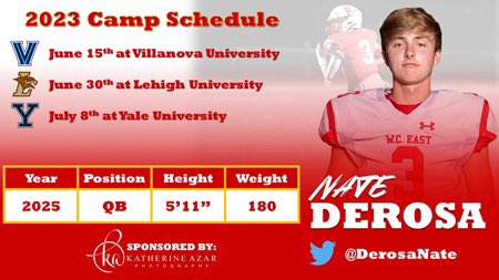 This is my 2023 summer camp schedule. Ready to compete! @CoachStephenWCE @WCEastFootball @zdathletics