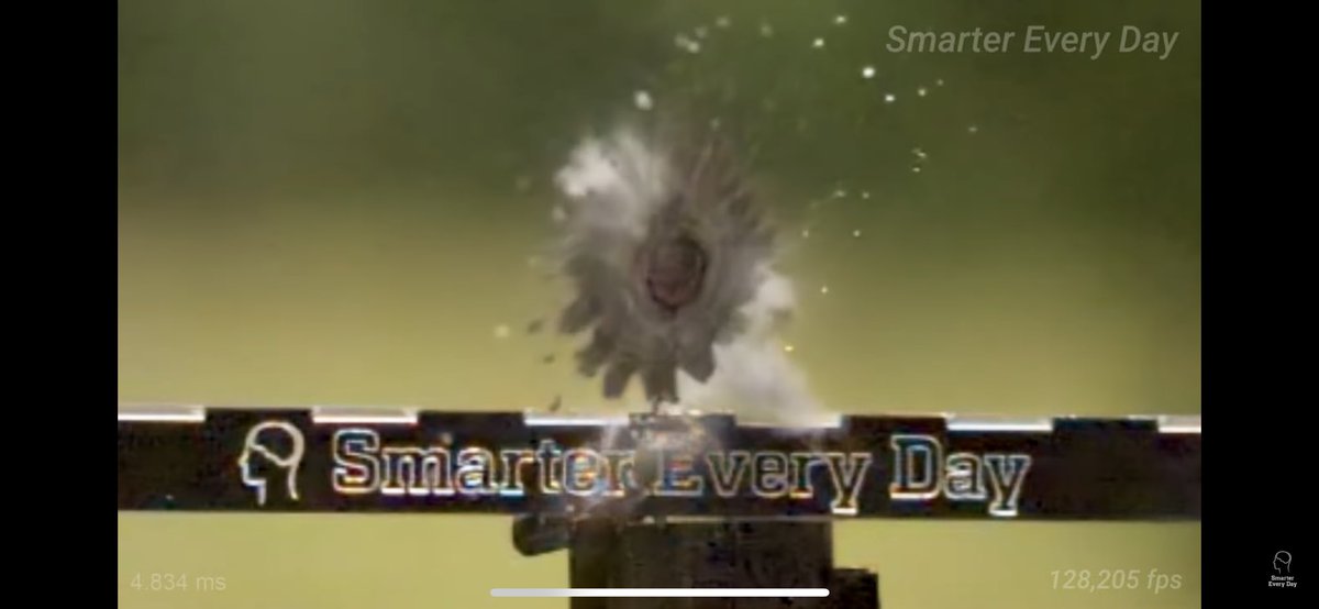 nathlech's tweet photo. @neiltyson Two bullets impacting each other from @smartereveryday totally looks like an asteroid impacting another object https://t.co/oA5v7r4Sau