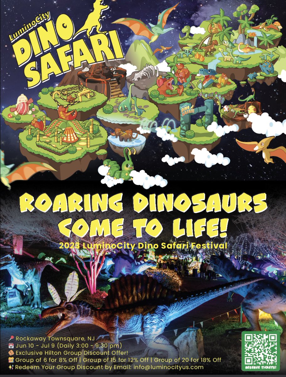 LuminocityFest's tweet photo. We’re not under wraps anymore! The excitement begins TODAY, and through July 9th @ShopRockaway Tickets on sale now at https://t.co/A5CAxvrAaT Come out and see us! #luminocity #luminocityfestival #dinosafari https://t.co/jltugbnHOq