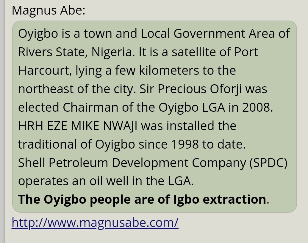 @ibn_godidi7 @kunleazeez012 @chiziomah360 @ovuigweyen @Kennyking212 @pastorlucifer18 Onye iberibe with deformed looks.  The Ogoni's you're trying to use for your expansionist agenda knows the Oyibo are Igbos and have attested to it. They are not going to help you with your expansionist movement. Even their Ken Wiwa attested that you fool. And Magnus Abe, another…