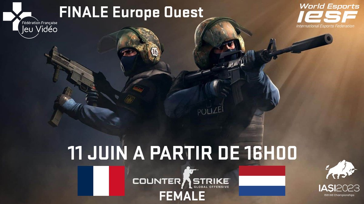 FFJV : Fédération Française de Jeu Vidéo (@ffjv_officiel) on Twitter photo Les Françaises se sont imposées en battant les P-Bas 16-11 l Autriche 16-2 la R tchèque 16-3 Elles se sont imposées en demi contre l esp 2-0 .Les Françaises affrontent les P-B pour la FINALE Europe-Ouest <a href="/Julie_CSGO/">ZER Monkey D. Julie</a> <a href="/astramcs/">BIG ASTRA</a> <a href="/MAR1ON423/">MAR1ON423</a> <a href="/emeraldcsgoo/">Emerald</a> <a href="/MissaCSGO/">Meyssa Bellouati</a> #WEC23 #CSGO Les Françaises se sont imposées en battant les P-Bas 16-11 l Autriche 16-2 la R tchèque 16-3 Elles se sont imposées en demi contre l esp 2-0 .Les Françaises affrontent les P-B pour la FINALE Europe-Ouest <a href="/Julie_CSGO/">ZER Monkey D. Julie</a> <a href="/astramcs/">BIG ASTRA</a> <a href="/MAR1ON423/">MAR1ON423</a> <a href="/emeraldcsgoo/">Emerald</a> <a href="/MissaCSGO/">Meyssa Bellouati</a> #WEC23 #CSGO