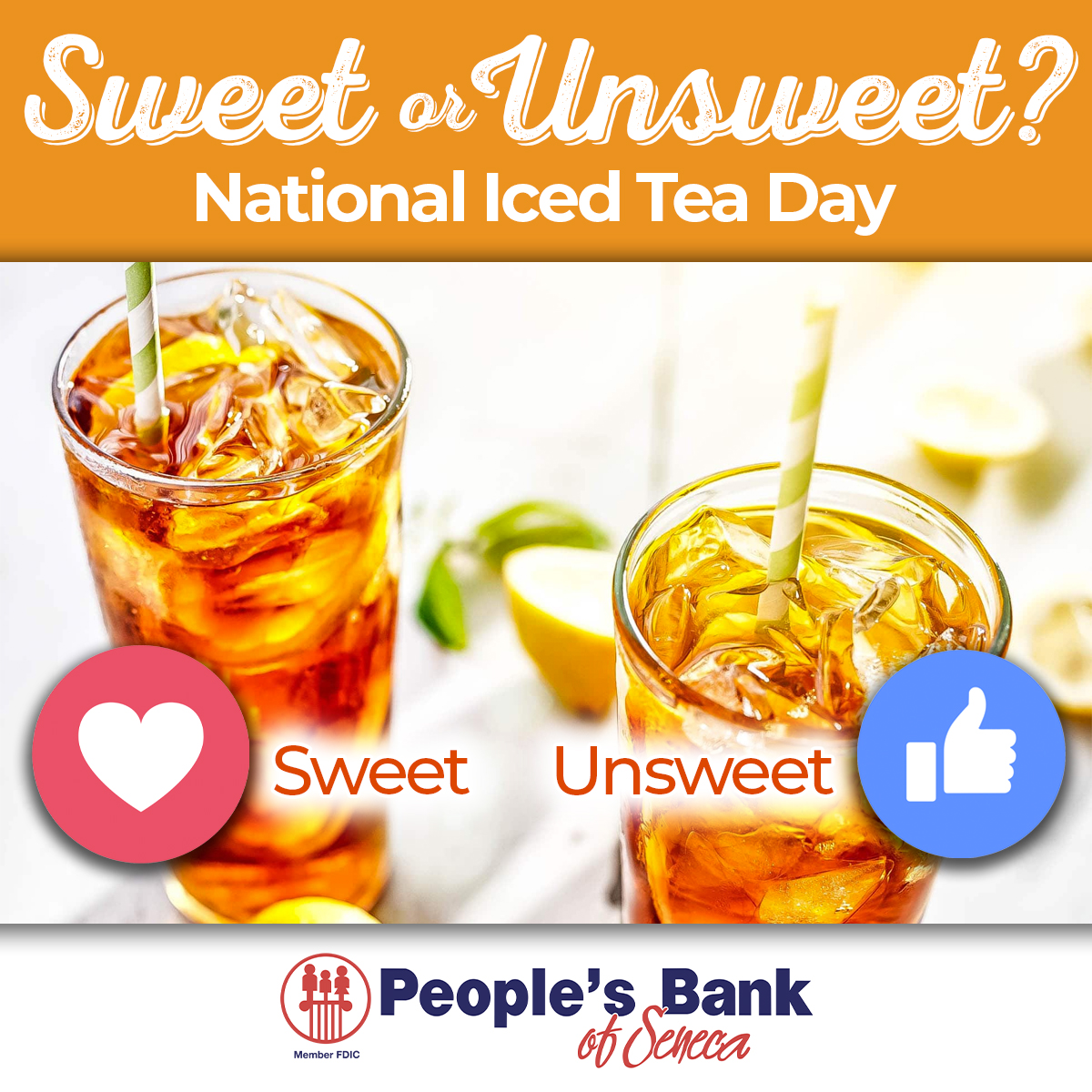 June 10th is National Iced Tea Day! Here's the ultimate question: do you prefer sweet or unsweet tea? Let us know! #IcedTeaDay #SweetTea #UnsweetTea