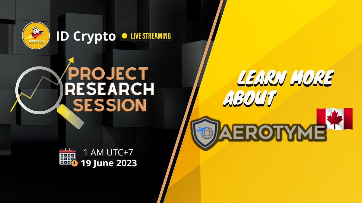 We are pleased to announce our upcoming Live Streaming on BINANCE for Project Review Aerotyme  on 19 June 2023 at 1 AM UTC+7 / 18 June 2023 at 3 PM Brazil time 📎 Venue: IDC Binance Live 🎁 Giveaway Quiz: $50 USDT Task ✈️ Join Telegram t.me/AeroTymeIND 💫 Follow