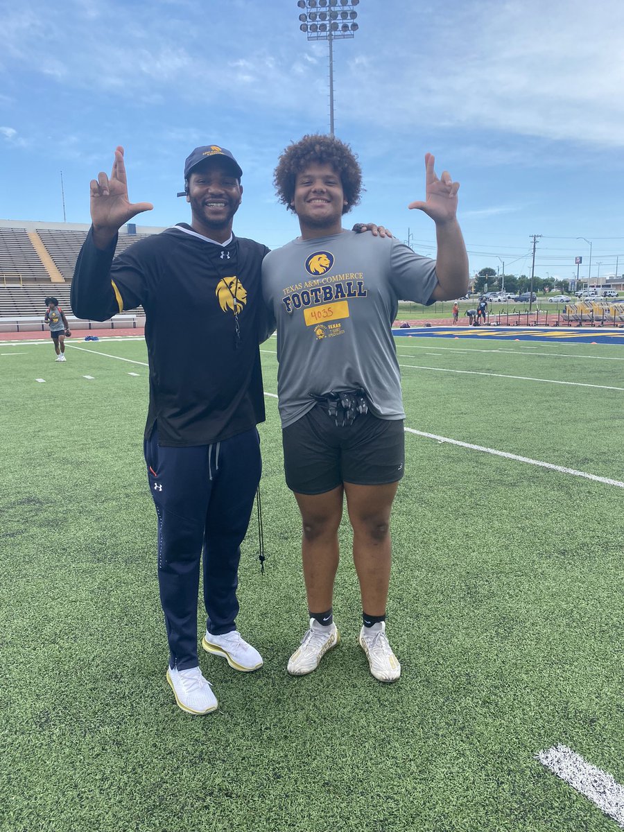After a great camp I’m blessed to receive an offer from <a href="/Lions_FB/">East Texas A&M Football</a>! Thank you <a href="/_coachsmith_/">Coach Mike Smith, M.S.</a> <a href="/JackInTheBox58/">Jack Tyler</a> <a href="/kwilliamscoach/">Kyle Williams</a>!
<a href="/twftraining/">Brandon Tucker / Trenchwarfare</a> <a href="/MarcusFootball/">Marcus Football</a> <a href="/GPowersScout/">Greg Powers 🏟️</a> <a href="/TFloss32/">Todd Glawson</a> <a href="/BenjaminGolan/">Ben Golan</a> <a href="/Perroni247/">Brian Perroni</a> <a href="/MikeRoach247/">Mike Roach</a> <a href="/Jason_Howell/">Jason Howell</a> <a href="/dctf/">Dave Campbell's — TexasFootball.com</a>