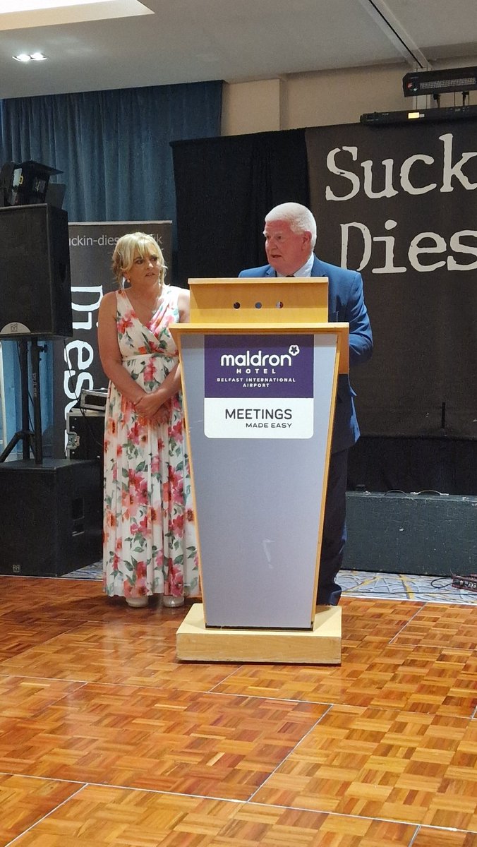 Out 2nite representing @socentni supporting my member The Bridge Association at their trainee summer ball in @MaldronHotels in Antrim. Gr8 to hear Jacqui & David say they have the ambition of being #SocialEnterpriseofTheYear in the future. #ProfitWithPurpose #SocialValueinAction