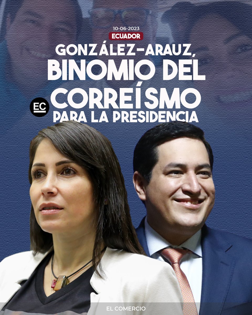 #ATENCIÓN | Luisa González y Andrés Arauz son el binomio presidencial del correísmo para las #EleccionesEC2023 » bit.ly/42xxgBR