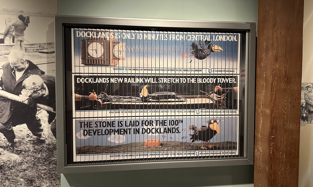 drdan_o's tweet photo. It seems only fair to do Galleries of @MuseumofLondon - starting in reverse order with New Port, New City. The cancelled Panama &amp; Pacific project, a new shed, DLR promotional material and an advert for the Docklands #MoLD20 https://t.co/O7jT5xg7Z3