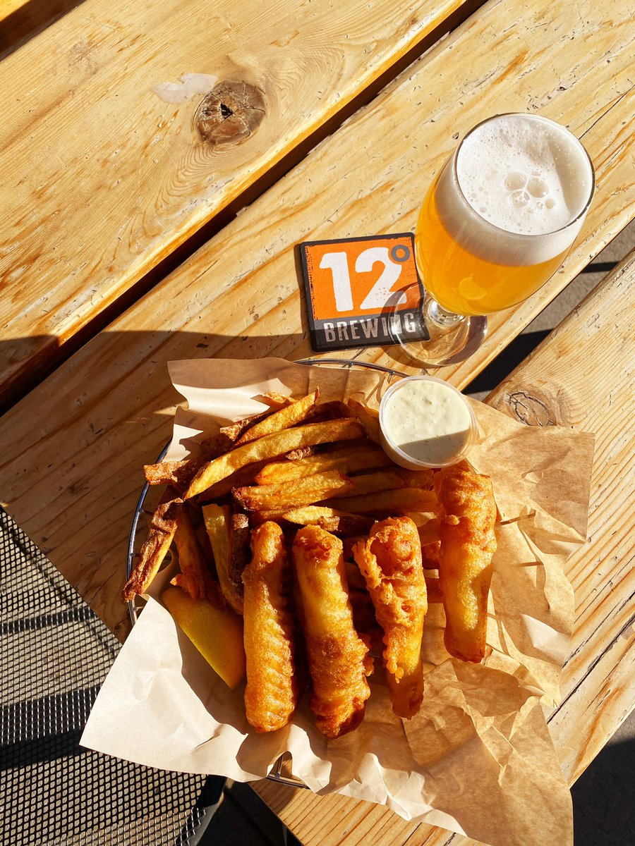 Nice day for some Fish Fry and frites on our patio! (Or inside if those inevitable rain showers come through)