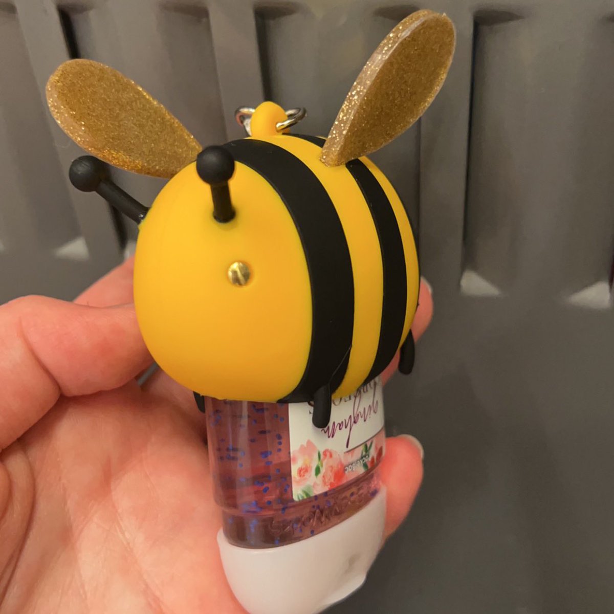 xShroombee's tweet photo. Just got the cutest sanitizer holder for work. I think it’s pretty on brand for me https://t.co/5hK6iML1xu