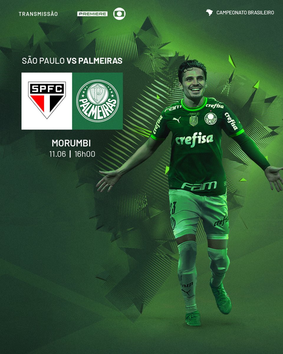 Palmeiras's tweet photo. DOMINGO CLÁSSICO COM A #FAMÍLIAPALMEIRAS JOGANDO JUNTO! É DIA DE CHOQUE-REI! HOJE É 𝗗𝗜𝗔 𝗗𝗘 𝗣𝗔𝗟𝗠𝗘𝗜𝗥𝗔𝗦! 🟢⚪

#AvantiPalestra #SAOxPAL
#JuntosNoBrasileirão https://t.co/rz82TEZogb
