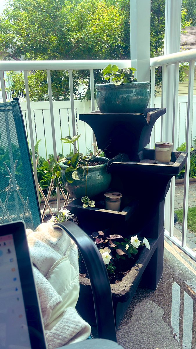 Report cards, deck, coffee and sunshine. #1GoodThingToday