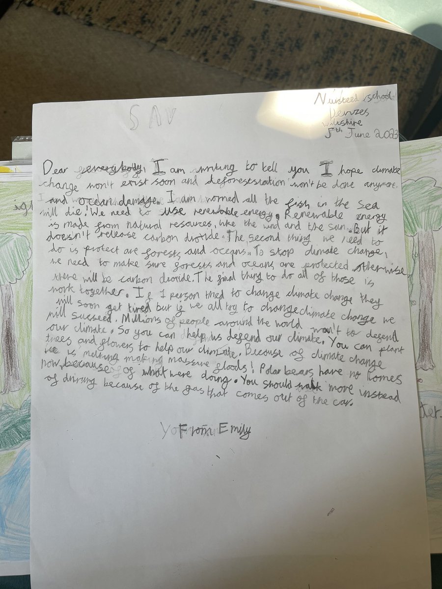 AGirlCalledSam's tweet image. We asked kids from our local primary school to contribute work to our Imagination Station, visioning what Devizes might look like in 2033 and expressing their ideas/concerns for the future. And wow, they’ve absolutely smashed it. Can’t wait to share this at our Fair on 17th June