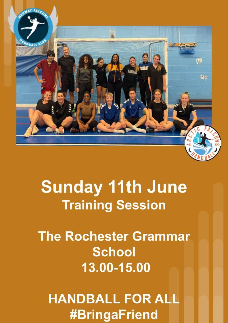 FalconsMedway's tweet photo. Jello #Rochester, Hello #Medway, Hello #Kent,

Join @medwayfalconshc  Sunday 11th June at The Rochester Grammar School.

From the age of 9.

#BringaFriend

Handball Wishes,

Sarah
@Active_Kent 
@ABetterMedway 
@_EverydayActive 
@CORochesterSoc 
@allaboutkent 
@Kent_Online https://t.co/vgzt0N2l5z