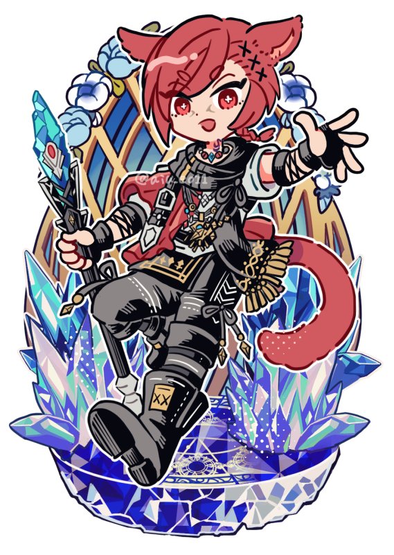 x hair ornament 1boy boots solo animal ears male focus red hair  illustration images