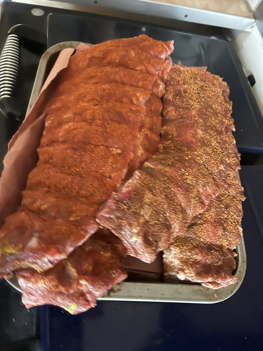 Prep work for tomorrow’s cook!! Pork neck is injected with pineapple juice also, Got two skinny wracks of ribs with @TraegerGrillsUK rub and two large wracks of ribs with @HowToBBQRight bbq rub, plus 2pounds of wings soaking in buttermilk!! #bbqfam #IrishBBQ