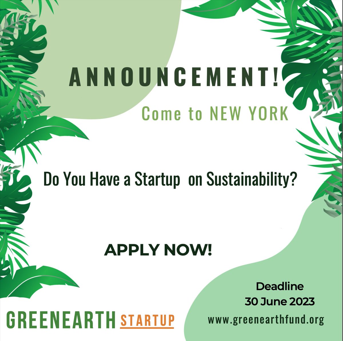 GreenEarthFund's tweet photo. ✅ Do you have a Startup in the field
of sustainability?
Then this program is for you! Meet people who work to
make the world a better place. Join this program now
to meet on a common ground and improve your
business! Come to New York!

https://t.co/7H5aom92Bx
🌱 https://t.co/hqWoZhRD9c
