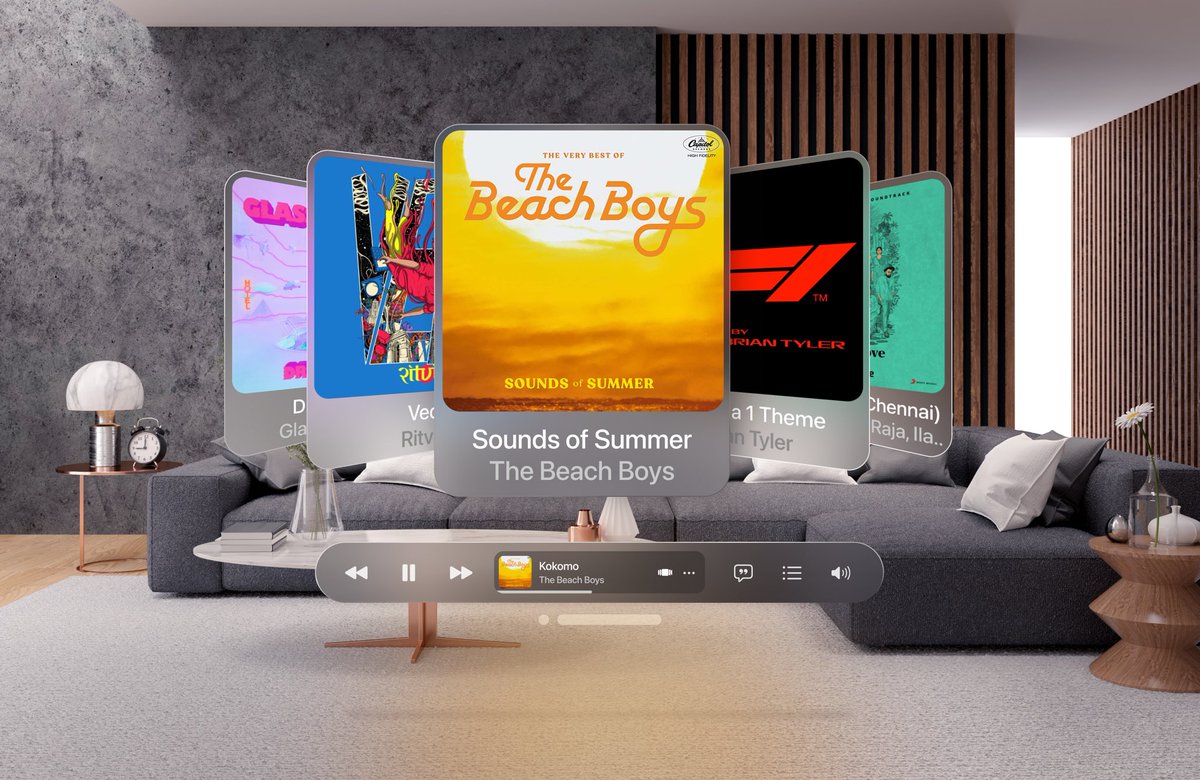 EshwarVen's tweet photo. Finally got to work on a cool personal project. Bringing Viverflow back to Apple Music on Vision Pro to enable a more immersive music experience. Exciting possibilities!! Would love to hear your thoughts. 
#visionpro #visionos #apple #applemusic #Apple #SpatialComputing https://t.co/eFDkqwaUdD