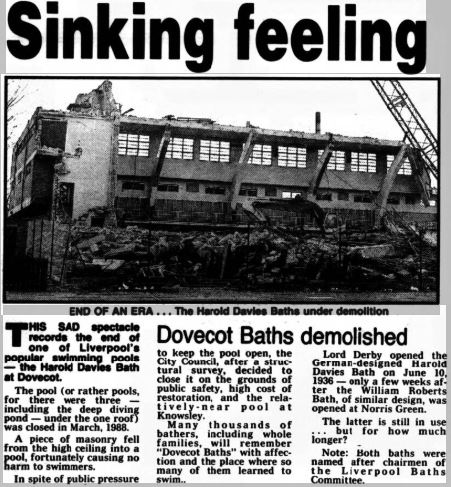 Liverpool1207's tweet image. Opened on this day 1936 - The Harold Davies, #Dovecot Baths. 
Closed 1988, demolished 1993