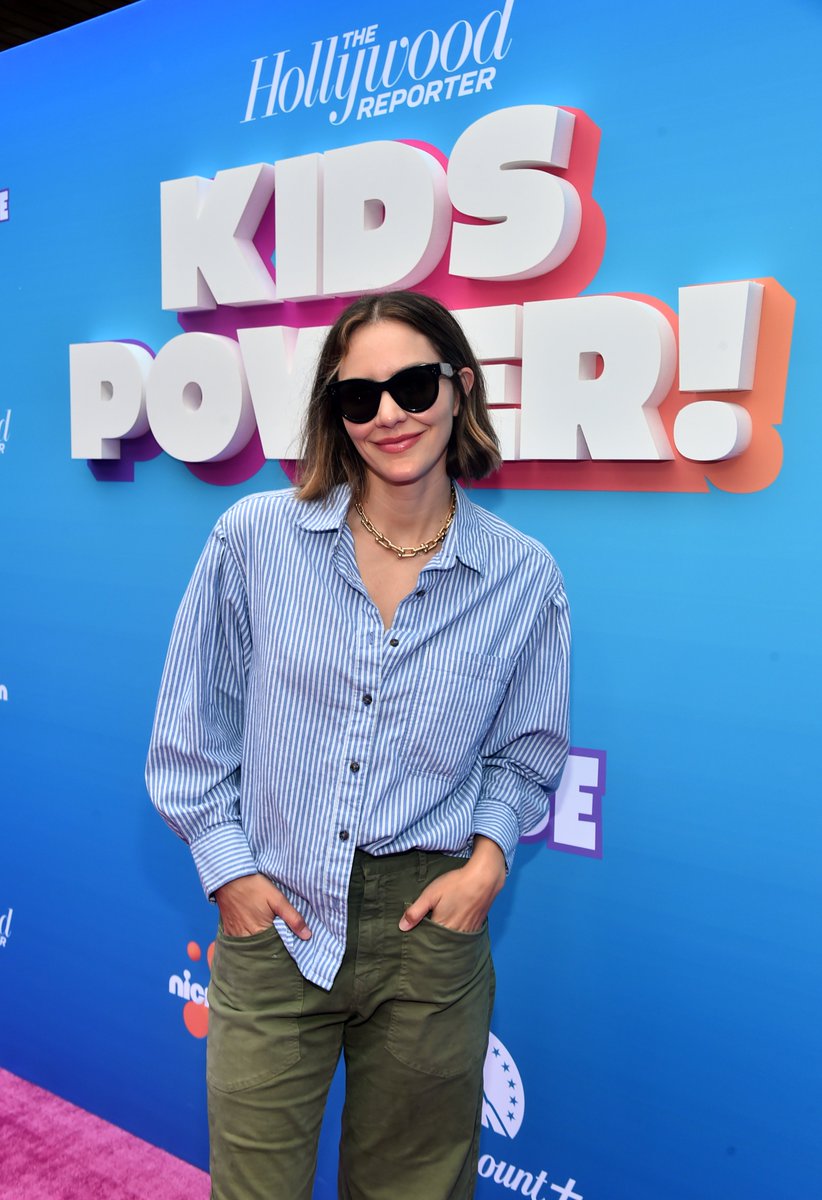 Katharine McPhee is on the scene for the #THRKidsPower party at Westfield Century City
