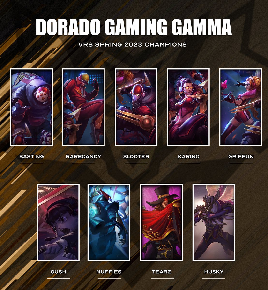DoradoEsports's tweet photo. Your @VictorisGG VRS champion, Dorado Gaming Gamma! Our champions continue their 1+ year of glory! #DoGWON #YearoftheDoG https://t.co/i7hfOnxvt2