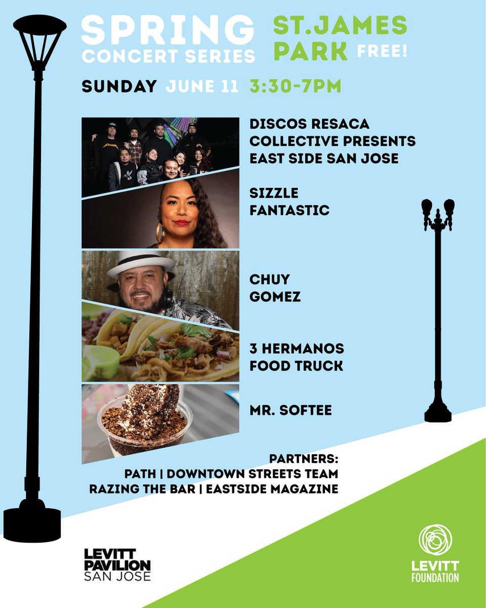 Levitt San Jose (@levittsanjose) on Twitter photo #ESSJ, this one's for you!  
Taking the stage TOMORROW, Sunday, June 11 is Discos Resaca representing East San Jose with DJ sets by Sizzle Fantastic and Chuy Gomez.  
Only 3 shows left, y'all don't miss out on the event of the season! π₯  
#MusicMoves #ESSJ, this one's for you!  
Taking the stage TOMORROW, Sunday, June 11 is Discos Resaca representing East San Jose with DJ sets by Sizzle Fantastic and Chuy Gomez.  
Only 3 shows left, y'all don't miss out on the event of the season! π₯  
#MusicMoves