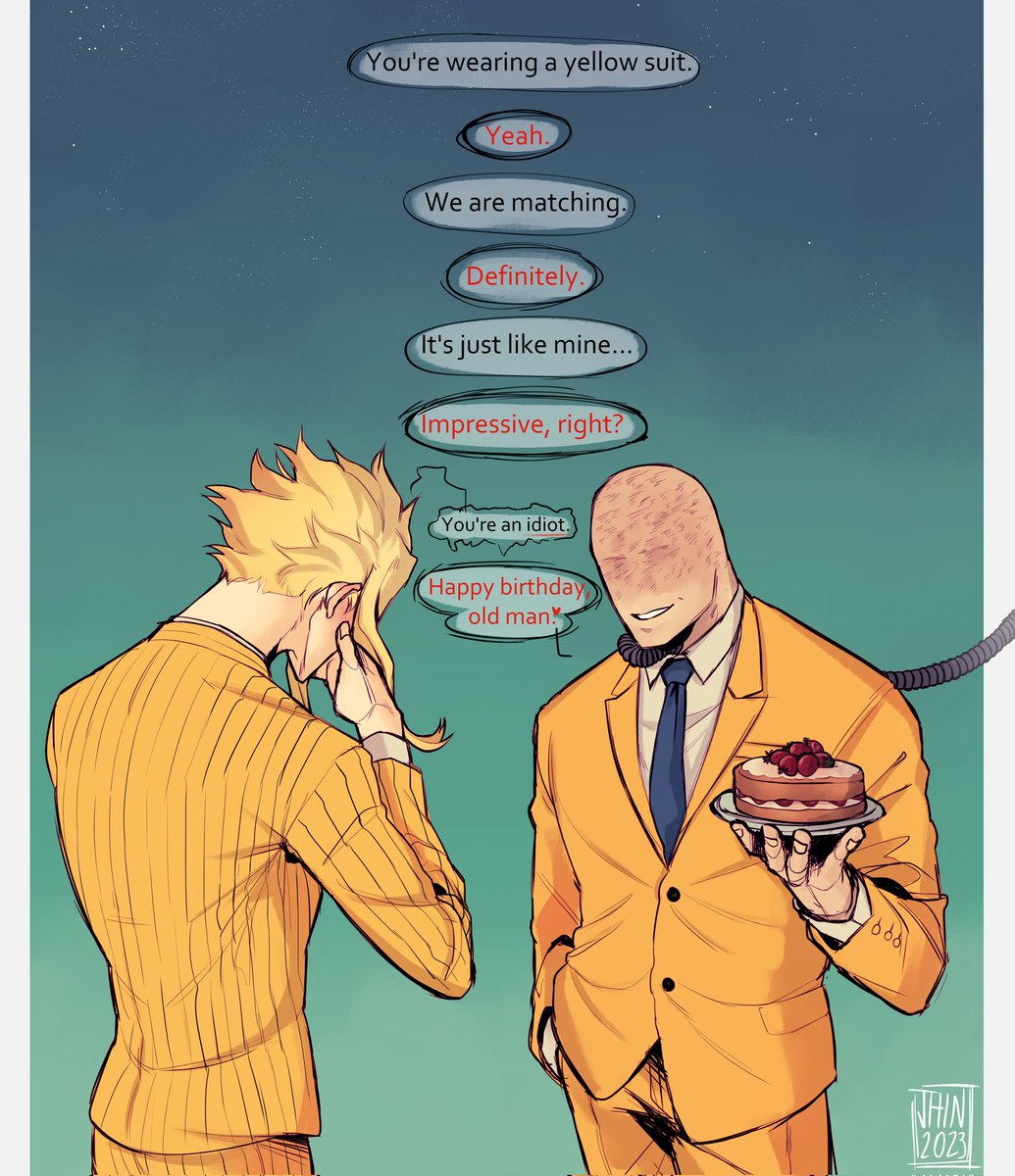 wickedcryptidx's tweet photo. his b̶̶o̶̶y̶̶f̶̶r̶̶i̶̶e̶̶n̶̶d̶ nemesis couldn't miss this  special  day

happy birthday, toshinori yagi! 🎉✨🌻 https://t.co/FdibVAuoAw