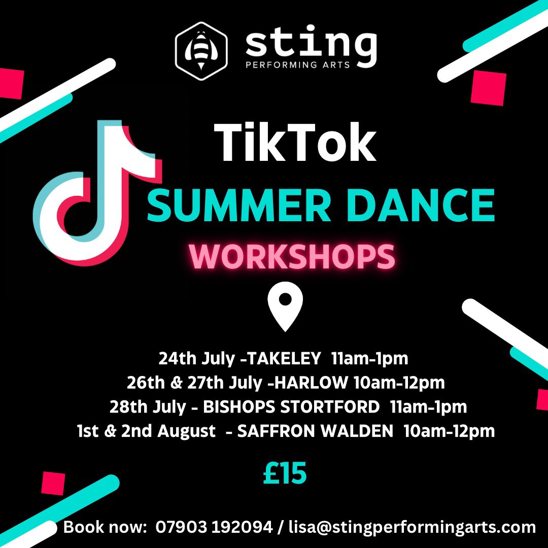 Summer workshops in #Harlow #Bishopsstortford #saffronwalden #takeley #tiktok #tiktokdance