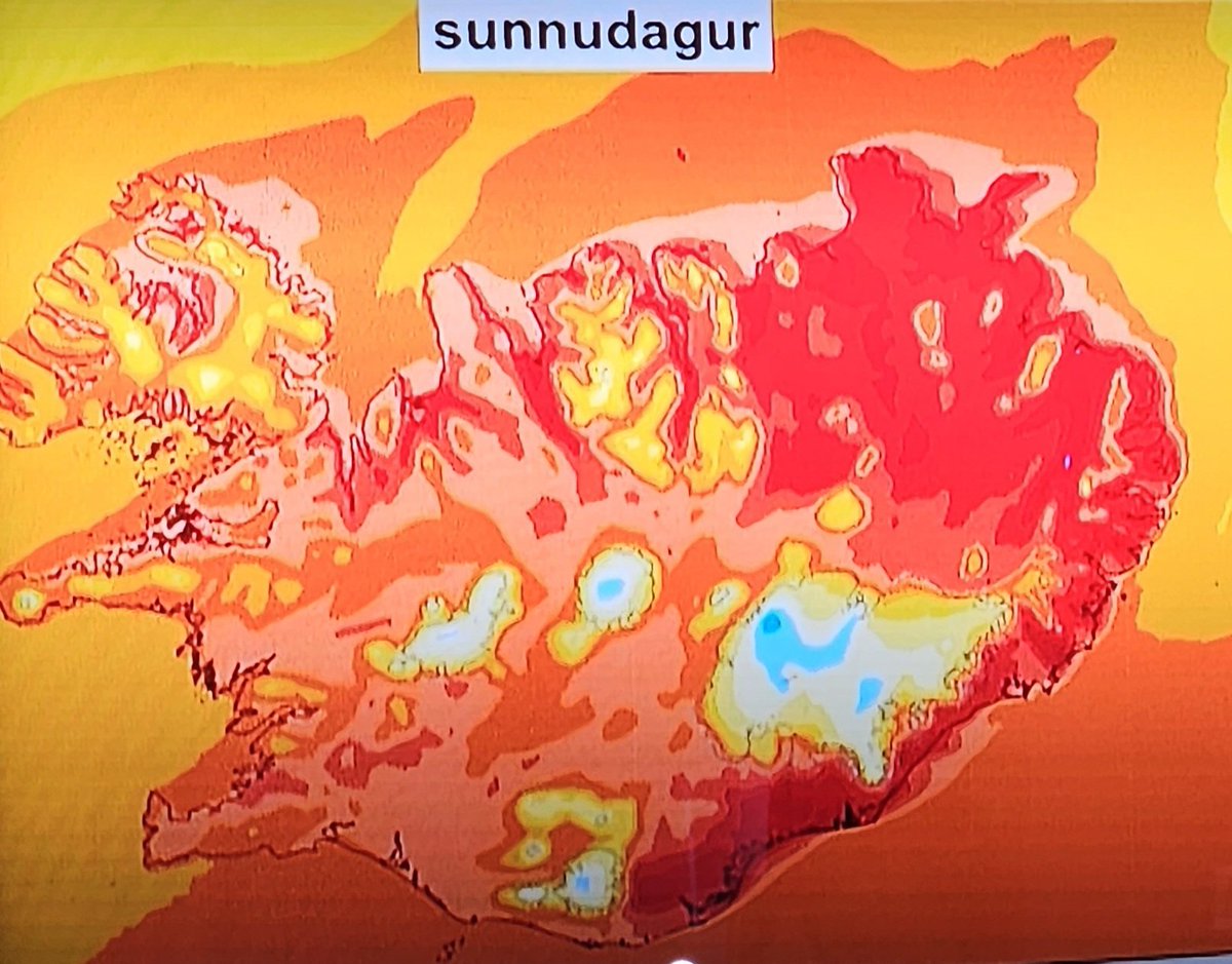 6-8° hiti á S/V horninu, hvernig finna veðurfræðingarnir þessa rauðu liti?
Hamfara hlýnun af mannavöldum?