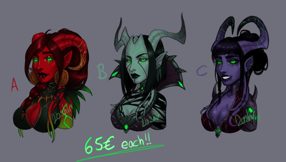 by_Lashir's tweet image. Legion ADOPT for this three Man&apos;ari beauties!
Grab them while they&apos;re still hot.💚💚

#adoptables #auctionadopt #adoptart