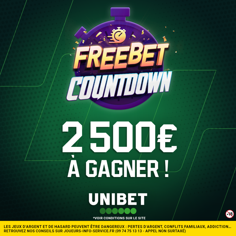 UnibetFrance's tweet photo. 🤑 FREEEEBET COUNTDOOOWN !

💰 5€ pour 500 joueurs par TAS !
⏰ Vous avez jusqu'à 22h05 pour participer.
🎁 2 x 50€ en bonus si tu RT + #FreebetCountdown