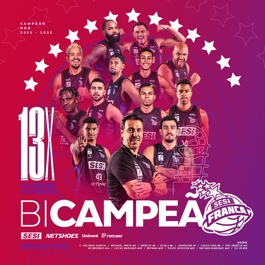 AVISA QUE O SESI FRANCA BASQUETE É BI CAMPEÃO DO NBB 🏆🏆