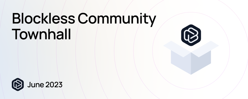 theblessnetwork's tweet photo. Our June 2023 Community Townhall is happening soon!

This time we will talk about 

1. Major product releases
2. The philosophy behind INO
3. Testnet status and when you can run a node for Blockless

Join our Discord and let's have fun!

https://t.co/TWbhcM1Zp7 https://t.co/d0FS0NsUlG