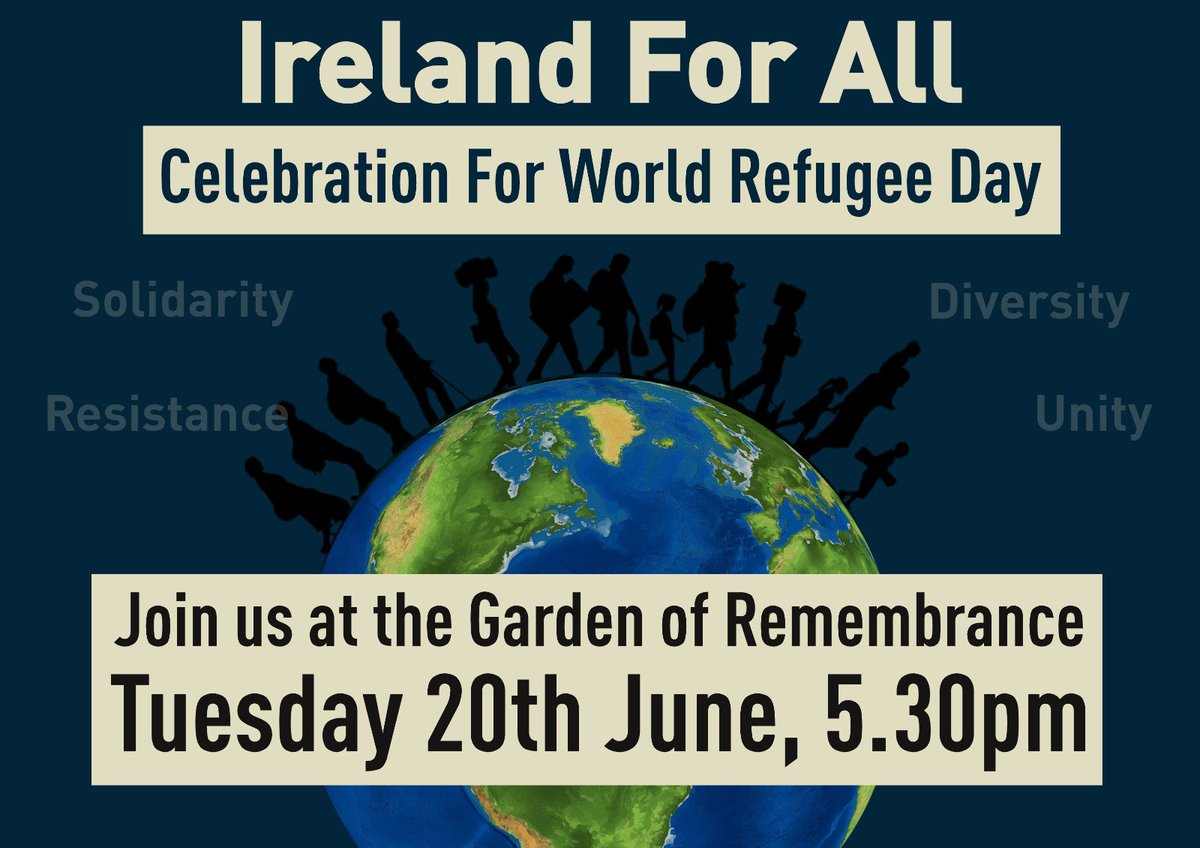 LeCheileDND's tweet photo. The countdown begins!

10 DAYS TO #WORLDREFUGEEDAY

Join us on Tuesday 20th at 5:30pm at the Garden of Remembrance to celebrate refugees and migrants. DM us to get involved, all are welcome!

#WhoLivesHereBelongsHere
#HomesForAll 
#DiversityNotDivision 
#IrelandForAll https://t.co/qBrgAoqYyP