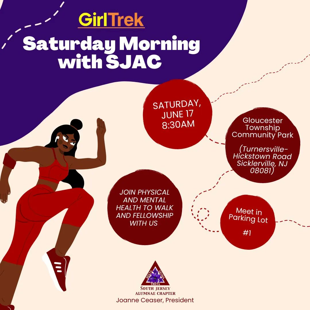 Time to get your steps in! Join our Physical &amp; Mental Health Committee for another monthly GirlTrek walk next Saturday at the Gloucester Township Community Park! Meet up is in the parking lot #1, hope to see you there 8:30AM sharp!  #GirlTrek #PhysicalandMentalHealth