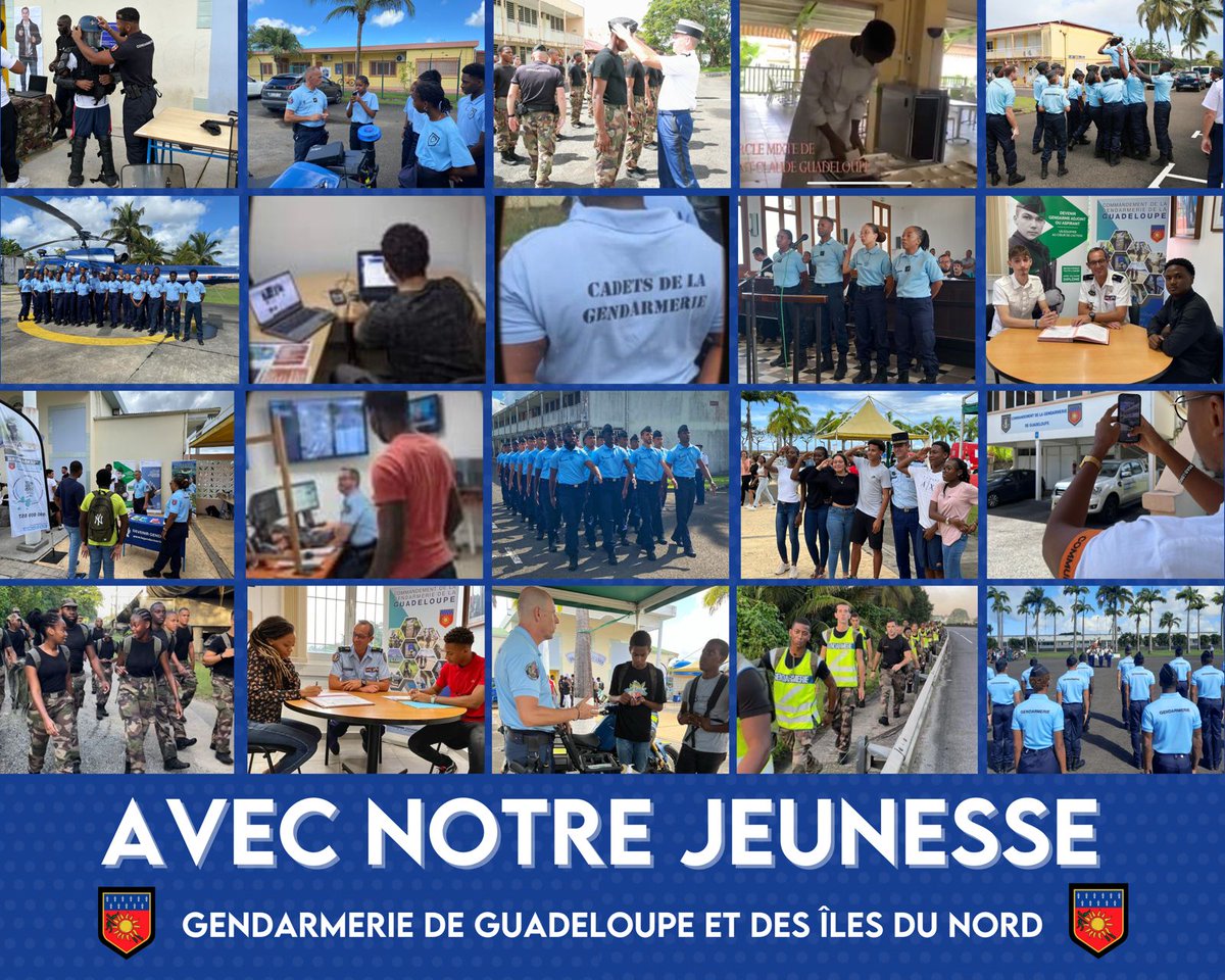 vlamballe's tweet photo. Le Plan 400 Jeunes: plus de 400 jeunes par an accompagnés par la gendarmerie en Gp, à St-Martin et St-Barth ➡️ Apprentis, Stagiaires, GAV, Réservistes, Cadets de la Gie, Services civiques, Civils sous contrat, Classe prépa 2e chance, Camp citoyenneté...
#avecnotrejeunesse https://t.co/oBZWFdmA8Y