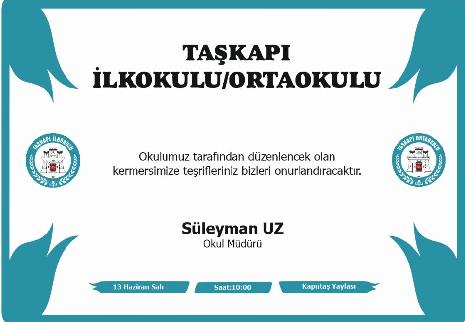 taskapiokulu's tweet photo. Okulumuz tarafından düzenlenecek kermesimize teşrifleriniz bizleri onurlandıracaktır.

@tcmeb 
@aksarayvaliligi 
@drhamzaydogdu
@AksarayMem
@haciomerkartal
@TC_Eskil 
@Eskil_MEM 
@brahimkler2
@Ahmetiris1
@slymnuz https://t.co/IZdFotrnoY