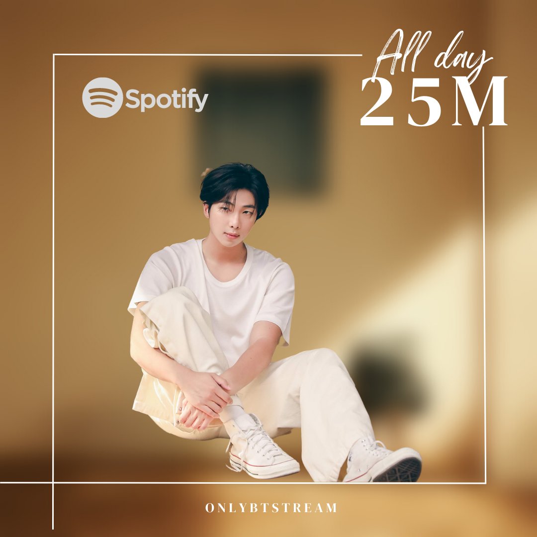 'All day' by #RM with Tablo ha superado 25 millones de streams en Spotify.

🔗open.spotify.com/track/3PgnXyzW…

#AllDay #RM #IndigoByRM