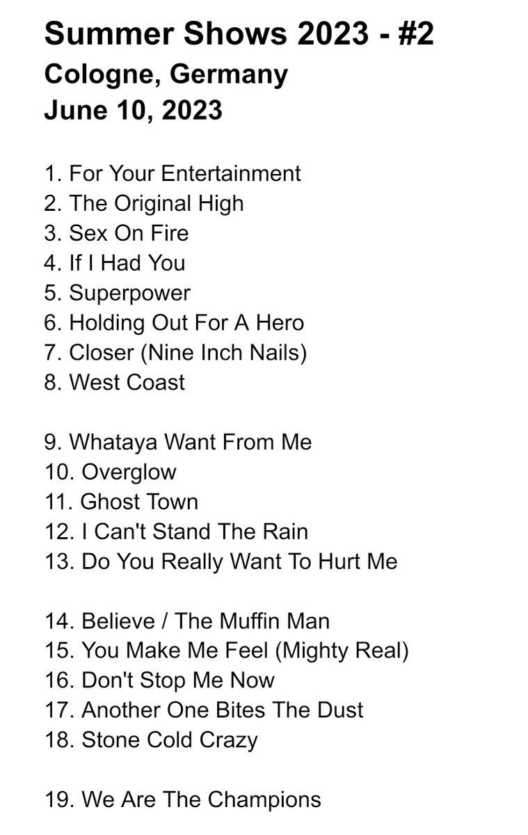AdamL_Daily's tweet photo. The setlist for tonight! Adam changed the song order quite a bit, added and removed some! https://t.co/ed1TMA5EnR