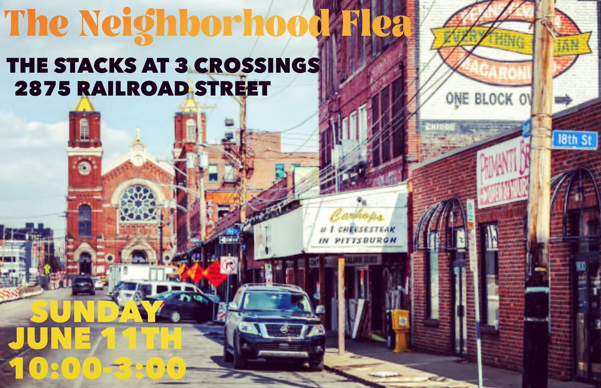 Come one, come all to the @NBHDFlea , tomorrow from 10am-3pm, rain or shine! 100+ vendors…#vintage, handmade, art, food & more! Free to attend, family friendly, dog friendly…Don’t miss it! #pittsburgh #theneighborhoodflea #neighborhoodflea #stripdistrict #downtownpittsburgh