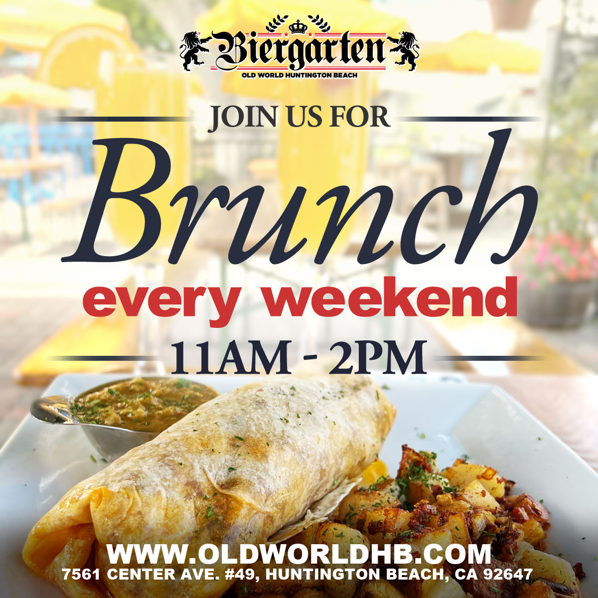 We're now serving BRUNCH
EVERY WEEKEND 11AM-2PM
BIERGARTEN in Hungtington Beach, CA

👉RESERVATIONS: yelp.com/reservations/b…

👉BRUNCH MENU: oldworldhb.com/menus/#brunch-…

#sundaybrunch #orangecountyCA #huntingtonbeachCA #holidaybrunch #everyweekend #biergarten #oldworldcharm