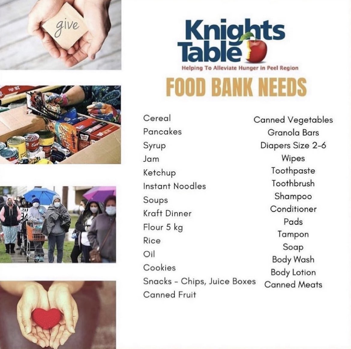 Nobody should go to bed hungry! 
We are making constant efforts to meet the increase in demand and we cannot do it without your support. 
Visit knightstable.org/donations and share the love. 
#StrongerTogether #Community #KnightsTable