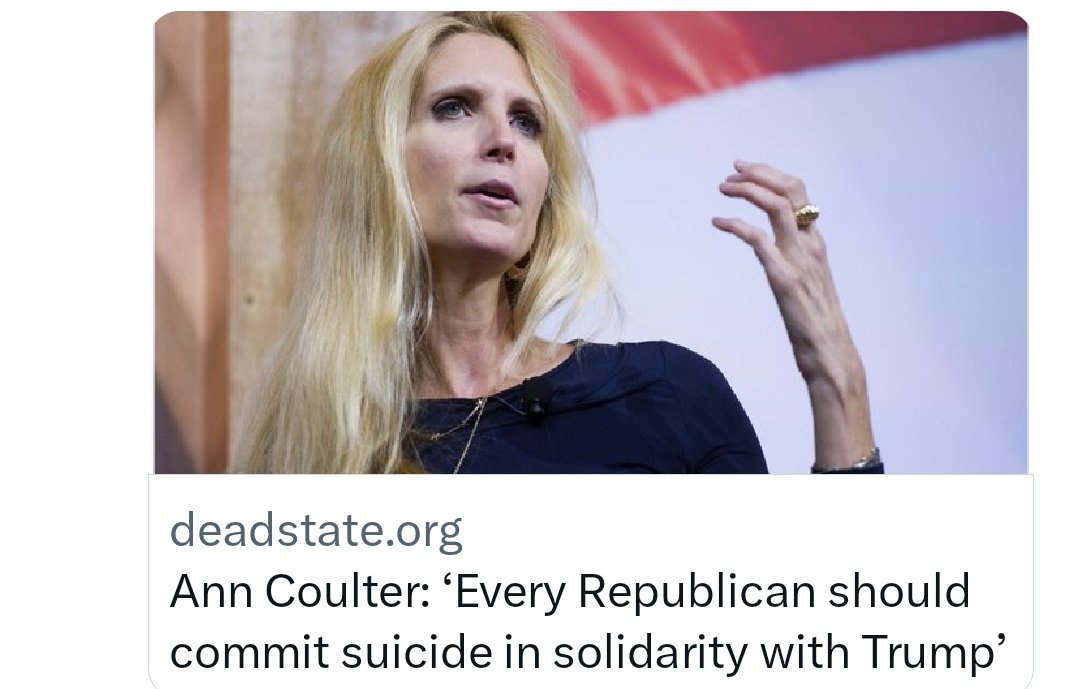 ....don't always agree with you Ann Coulter but on this auspicious occasion!.. rest assured we FULLY ENDORSE YOUR POSITION!
#DemVoice1 #wtpBLUE #ProudBlue #OurBlueVoice #Trump