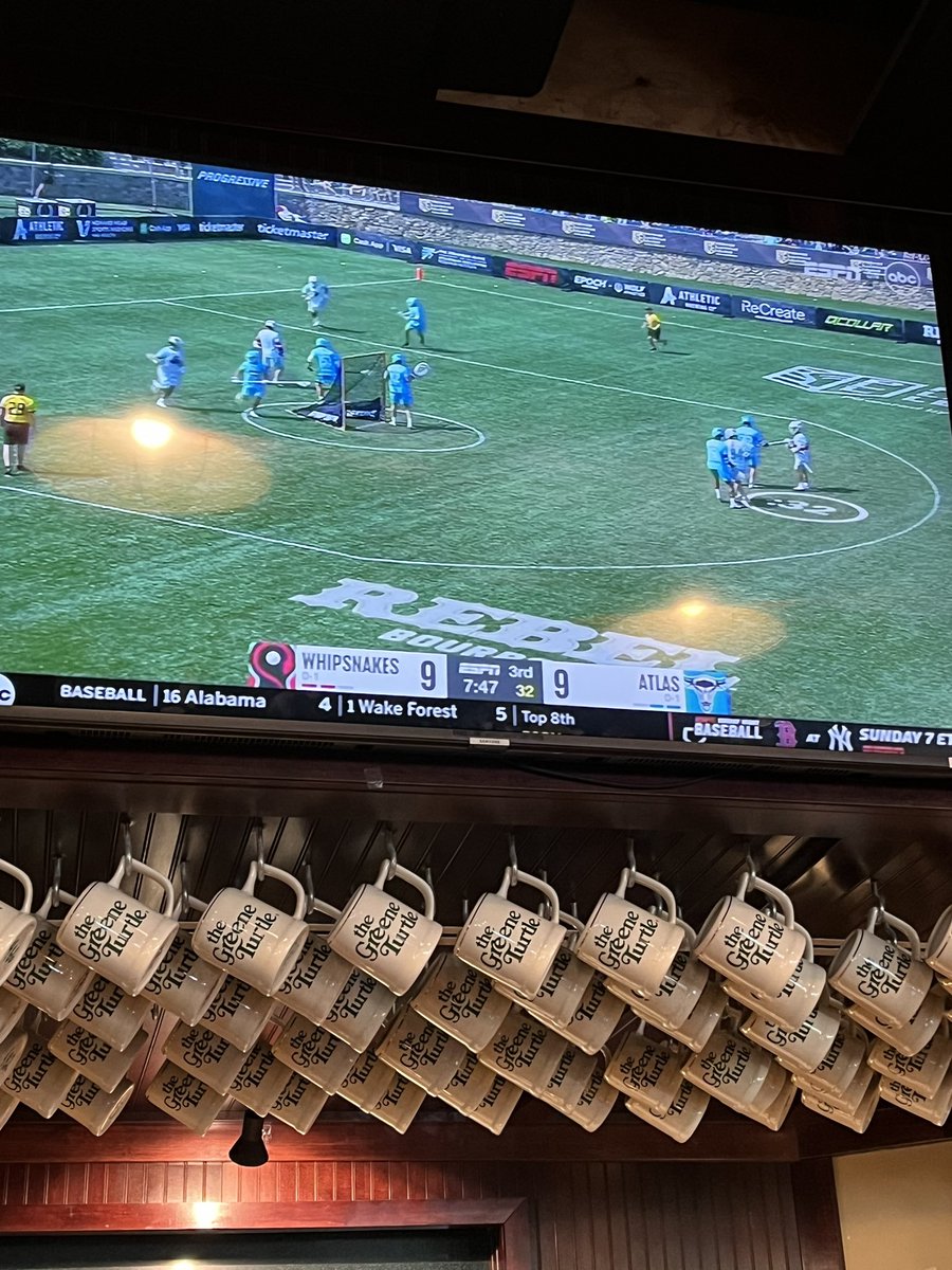 I’m at a Green Turtle in Delaware watching the @PLLAtlas vs @PLLWhipsnakes after a full day of recruiting @adrenalinelax Platinum Cup. Feeling very “lacrossy” right now. #laxislife #laxtothemax