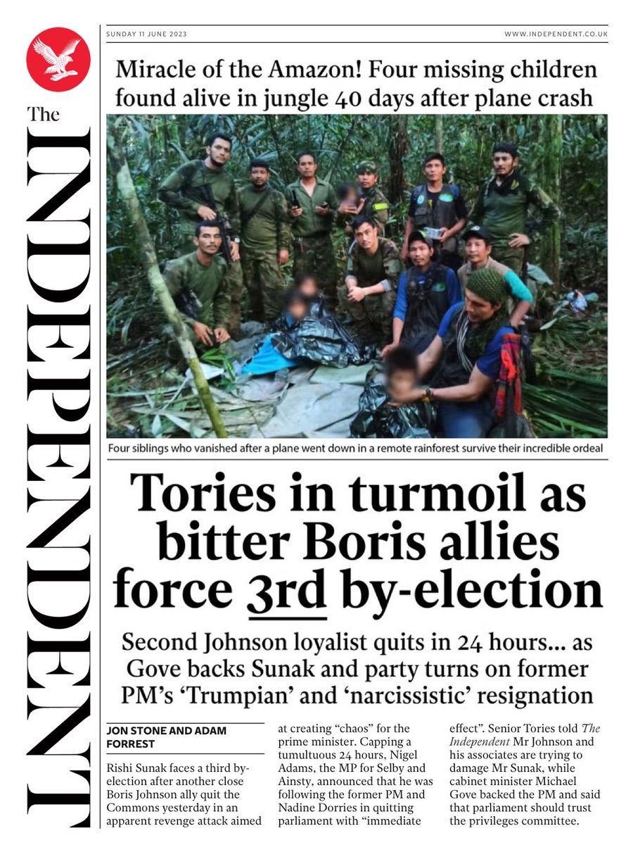 INDEPENDENT: Tories in turmoil #TomorrowsPapersToday