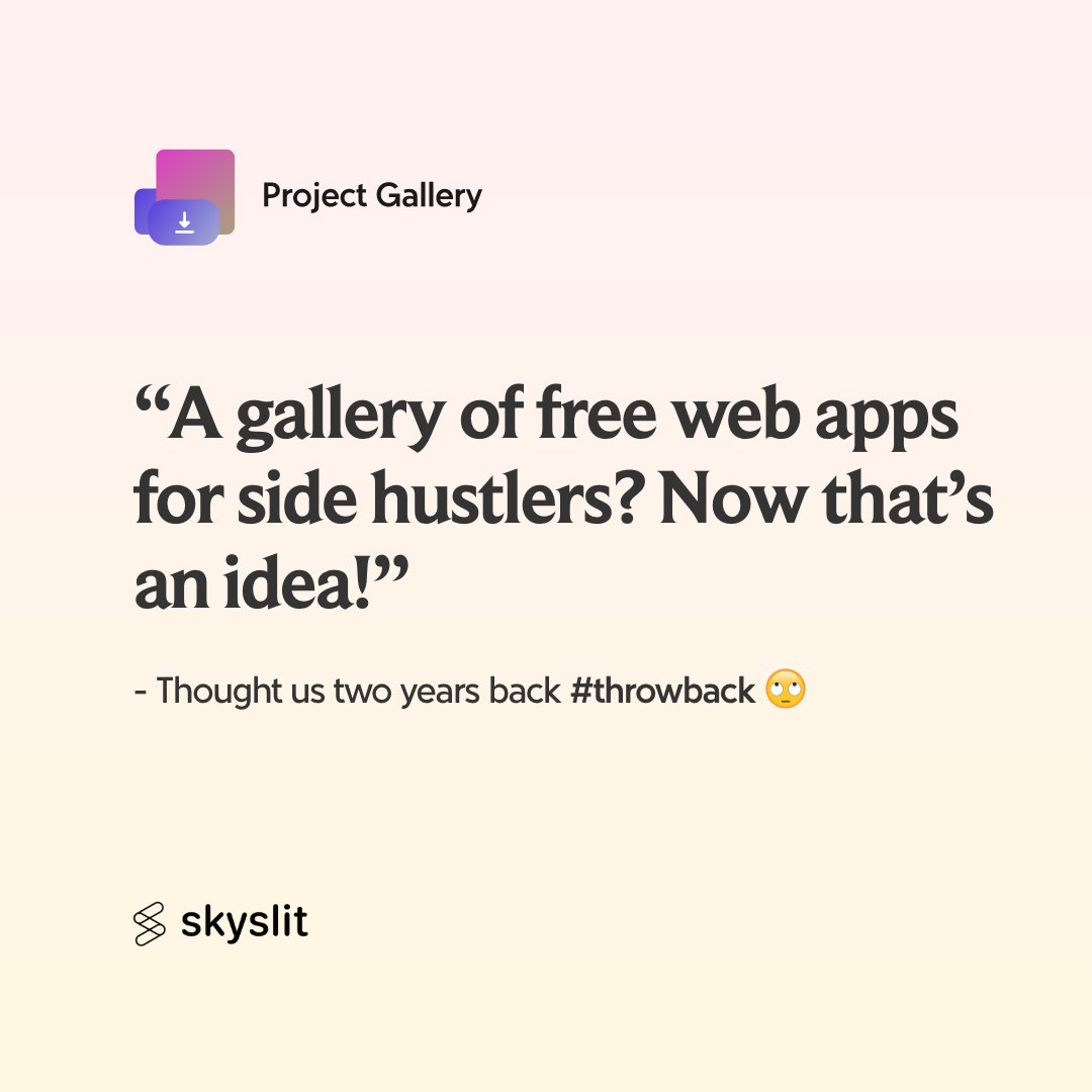 Skyslit's tweet photo. "Thoughts turn into actions, actions turn into results" - APJ Abdul Kalam.

Get your free web app from the Project Gallery, starting July 2023 #startasidehustle

Check out https://t.co/bmkcRbIyaH for more. #skyslit #skyisthelimit https://t.co/cUVn3iDIaV