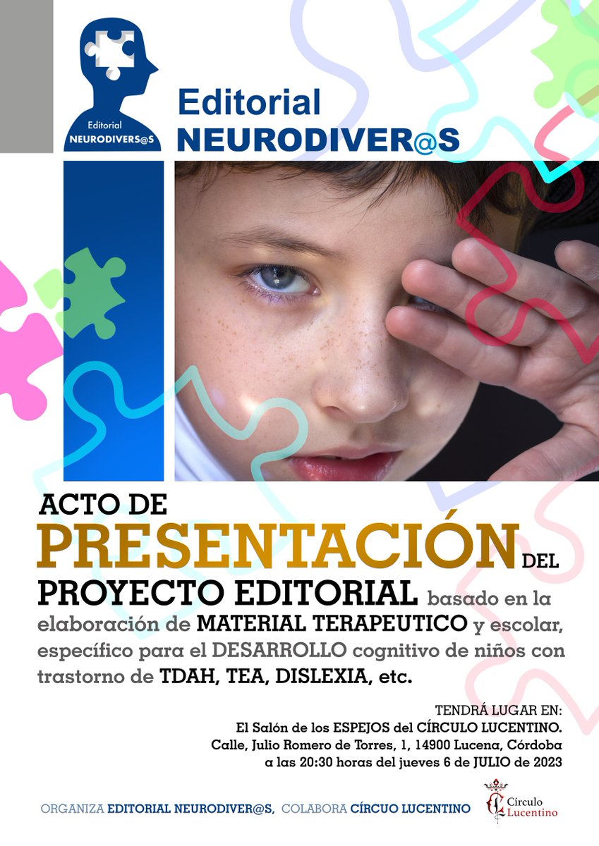 NeuroEditorial's tweet photo. ¡Hola! El próximo 6 de julio de 2023, a las 20:30 horas, en el Círculo Lucentino de Lucena (Córdoba), llevaremos a cabo la presentación de nuestro proyecto editorial. ¡Os esperamos! https://t.co/YO3t5YPza7
