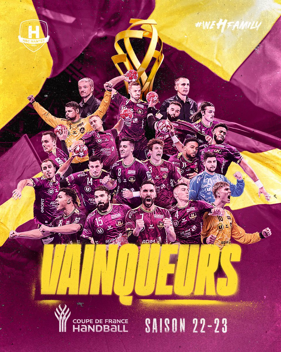 🏆 𝐂𝐎𝐔𝐏𝐄 𝐃𝐄 𝐅𝐑𝐀𝐍𝐂𝐄 𝟐𝟎𝟐𝟑

Le HBC Nantes s'impose face à Montpellier, s'offre une 2ème Coupe de France et ajoute un 6ème trophée à son Palmarès ✔️

#MHBHBCN #UnMurVioletAbercy