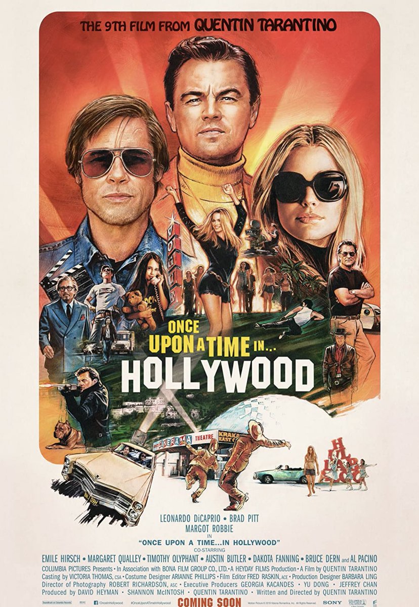 فلم | #OnceUponATimeinHollywood 

انتاج سنة 2019 مدة الفلم ساعتين و 41 دقيقة ، يتكلم عن حقبة الستينات في هوليوود ومعانات وتقلبات المزاج للممثلين في ذاك العصر مثل ما عشنا مع ' ريك دالتون ' و ' كليف ' الى ان انتقلنا لسبعينات ونقلبت موازين القصة..

اواخر افلام الداهية ' ترنتينوا '