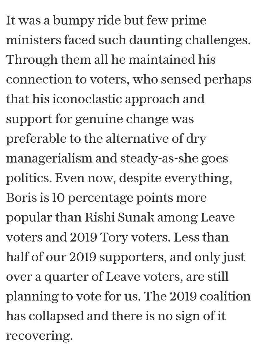 DavidGHFrost's tweet photo. I have a long @Telegraph piece tonight on @BorisJohnson's career.
"This is no funeral oration. I come to praise Boris Johnson, not to bury him. True, he is leaving Parliament, but only, as he himself says, 'for now'. I somehow doubt the story is over."
https://t.co/zO0qF3LjE6 https://t.co/LOy6gBvePd